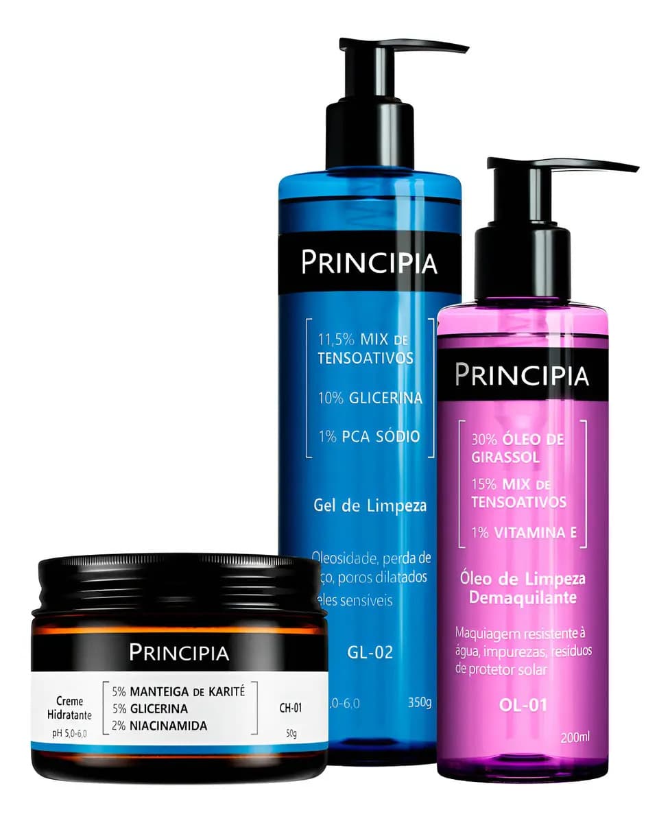 Kit Principia Limpeza e Hidratação CH-01 + OL-01 + GL-02