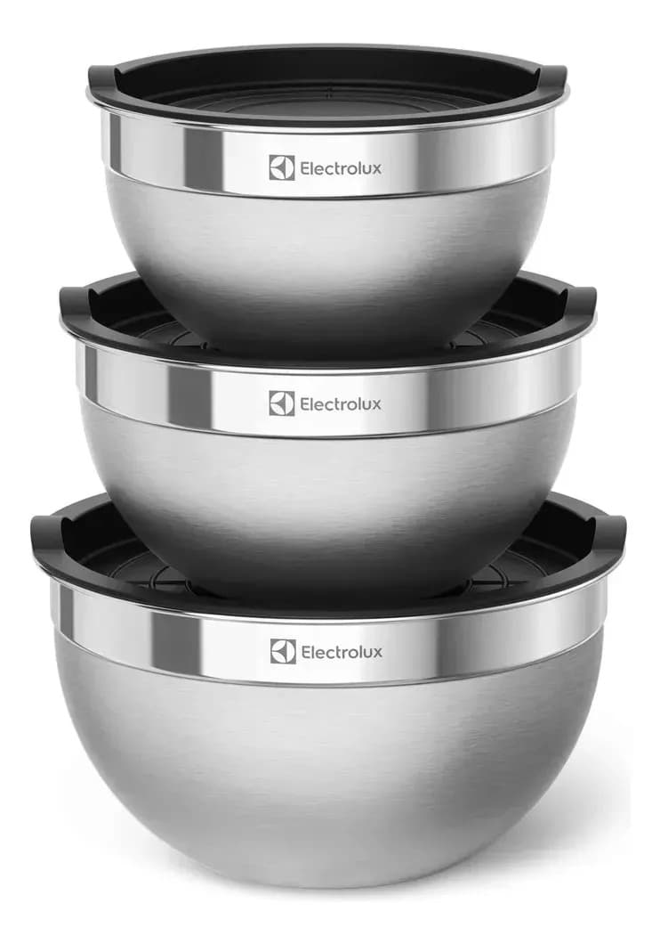 Kit 3 Bowls Electrolux de Aço Inox com Tampa